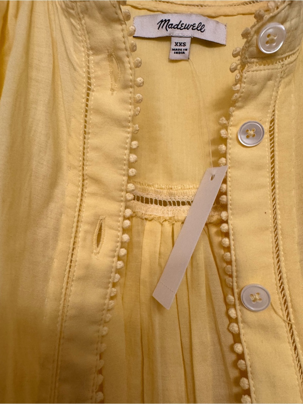 New - Madewell ice Yellow Flutter Sleeve Blouse - Picture 7 of 8